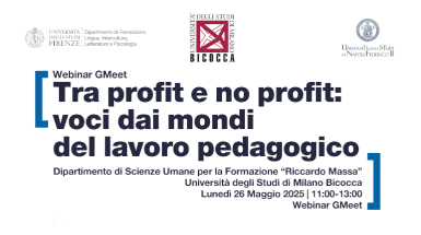 Webinar "Tra profit e no profit: voci dai mondi del lavoro pedagogico!