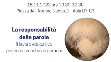 La responsabilità delle parole. Il lavoro educativo per nuovi vocabolari comuni - Secondo appuntamento del ciclo di incontri "Futuri prossimi possibili" promosso dal CdL in Scienze dell’Educazione