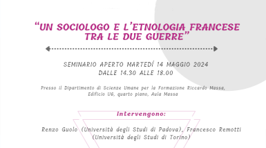 Seminario "Un sociologo e l'etnologia francese tra le due guerre"