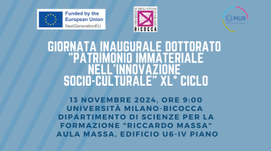 Giornata inaugurale del Dottorato in "Patrimonio immateriale nell'innovazione socio-culturale"