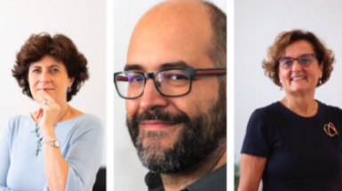 Foto in posa di Maria Grazia Riva, Andrea Mangiatordi ed Elisabetta Nigris