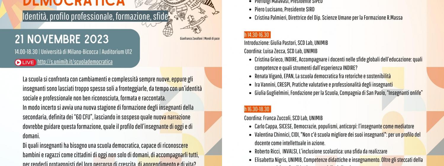 seminario "Gli insegnanti nella scuola democratica: identità, profilo professionale, formazione, sfide"