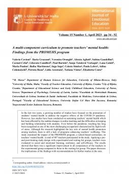 A multi-component curriculum to promote teachers’ mental health: Findings from the PROMEHS program A multi-component curriculum to promote teachers’ mental health: Findings from the PROMEHS program